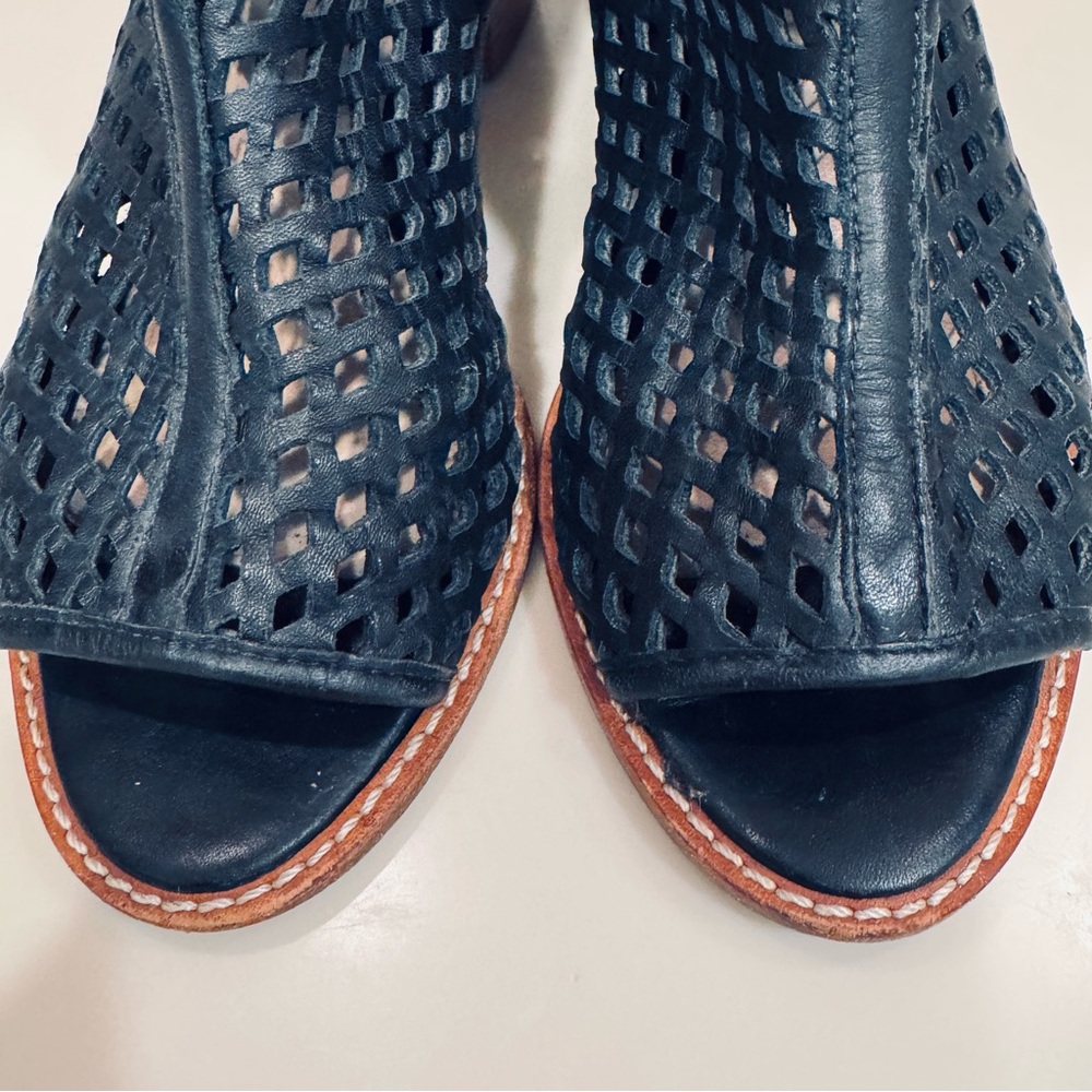 Loeffler Randall Black Leather Laser Cut Ankle Bootie - Picture 9 of 16